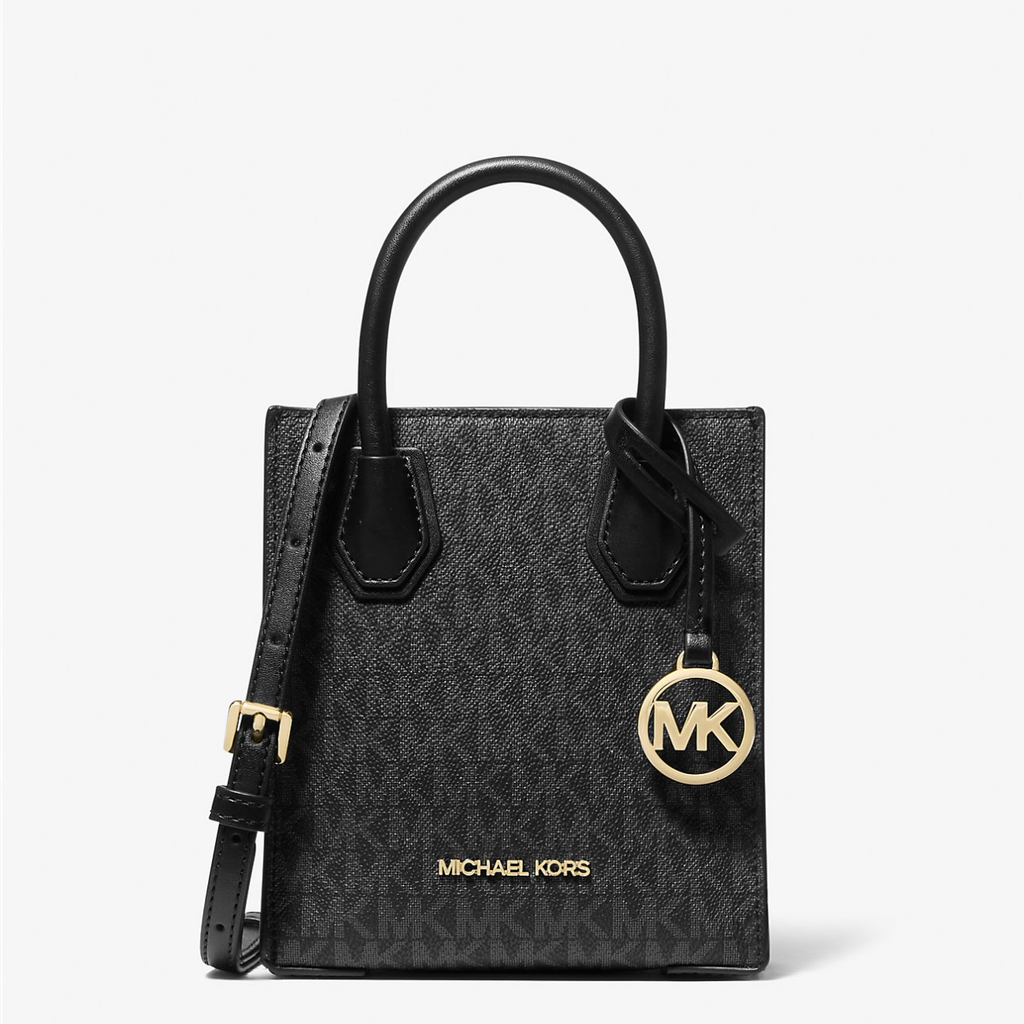 MK Mercer Extra-Small Logo and Leather Crossbody Bag (Black)