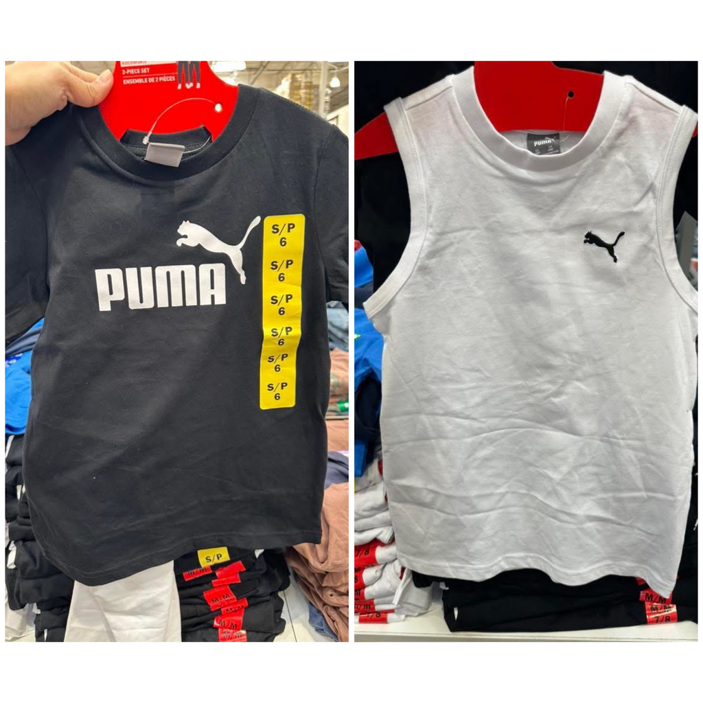 Puma 2pk Tops Boys (Black/White, S (6))