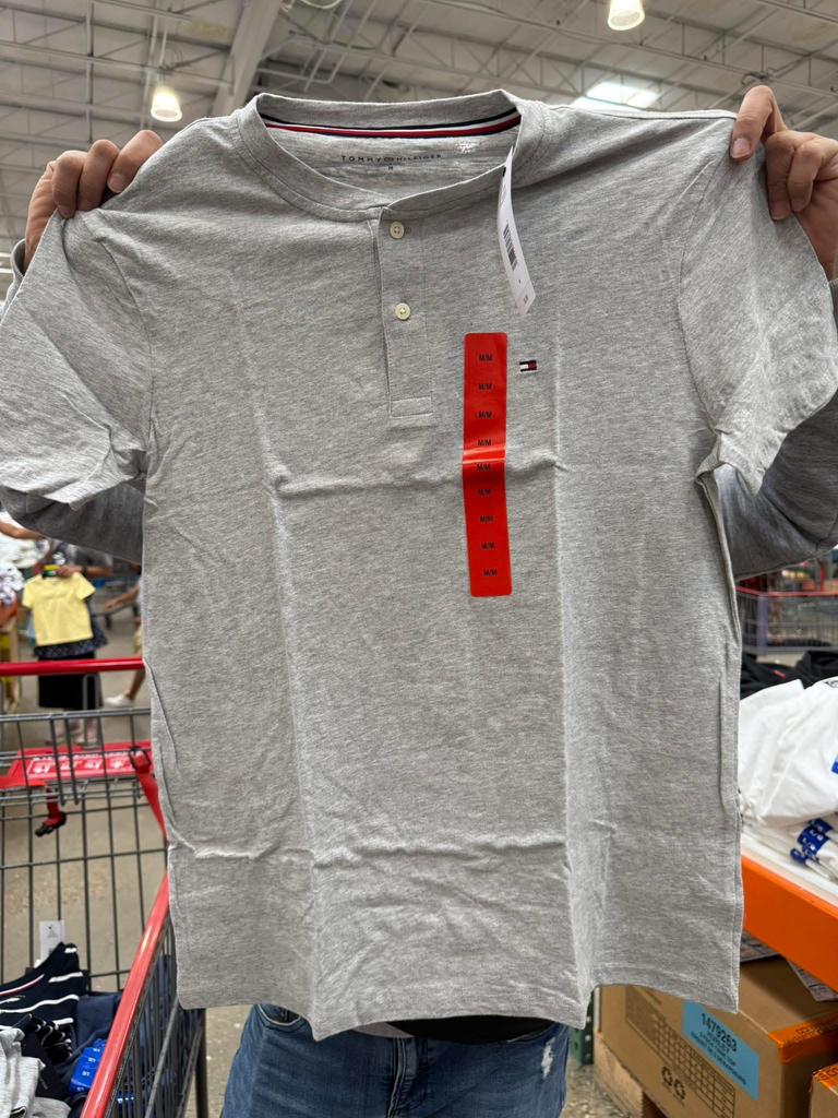Tommy Men’s Henley Shirts (Gray, S)