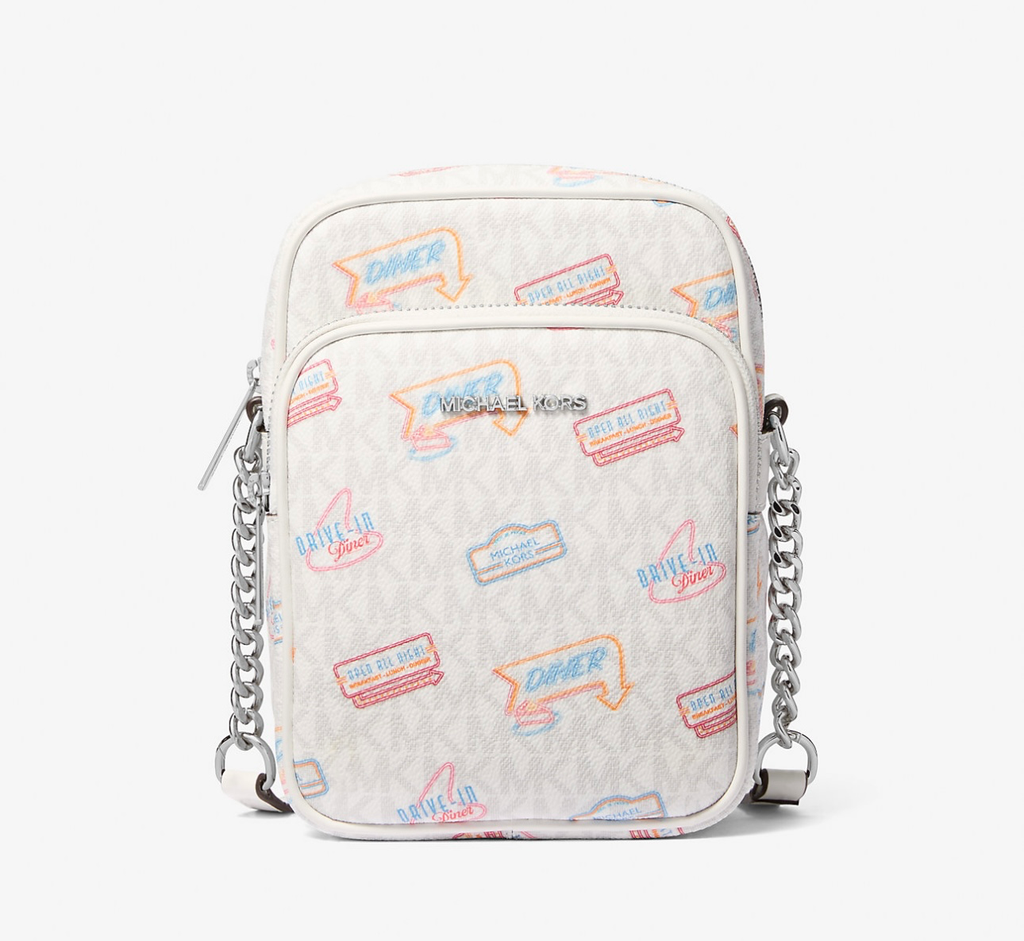 MK Jet Set Medium Printed Signature Logo Crossbody Bag