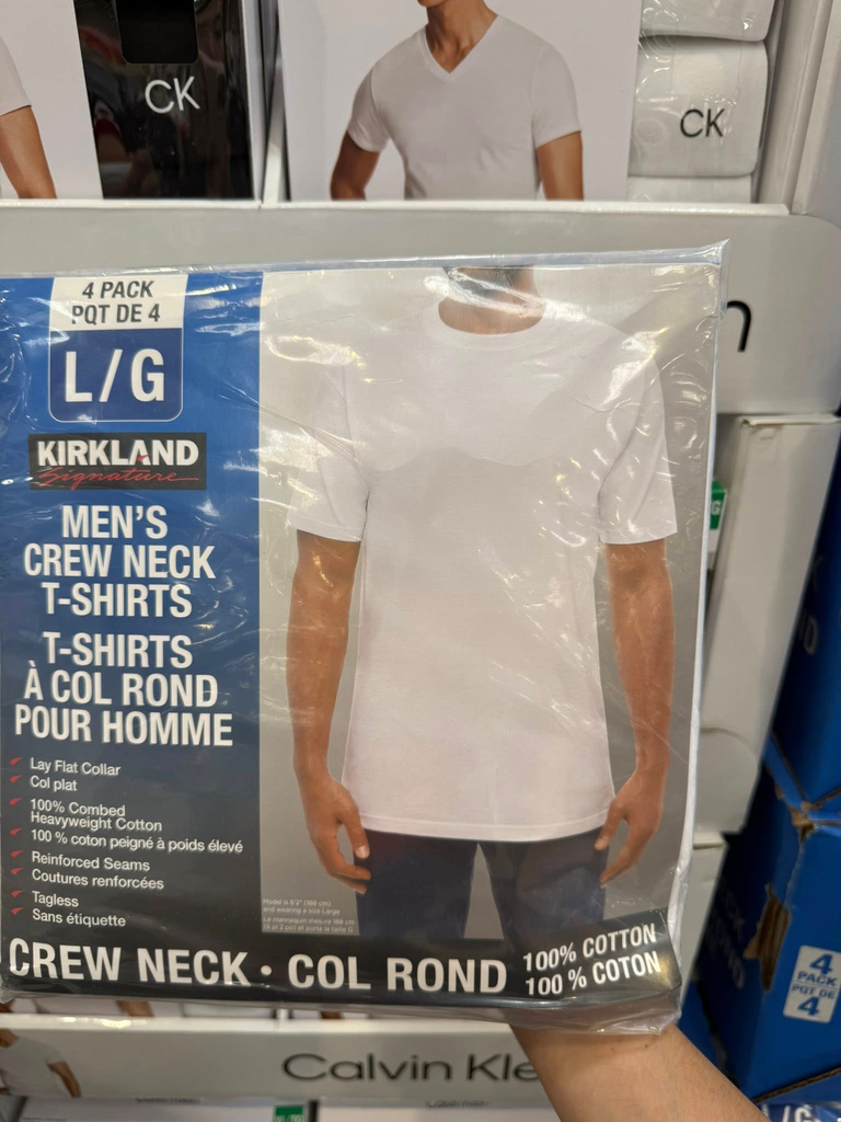 Kirkland 4-Pack Mens Crew Neck (Medium)