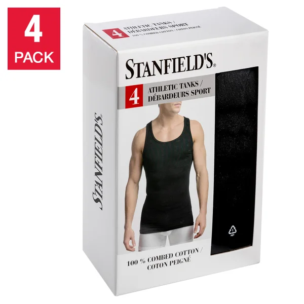 Stanfield’s Men’s Ribbed Athletic Tank (Black, Small)